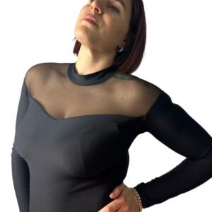 Body Manica Lunga con Inserti in Rete - Collo Alto