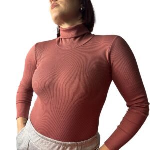 Body a Costine a collo alto elasticizzato