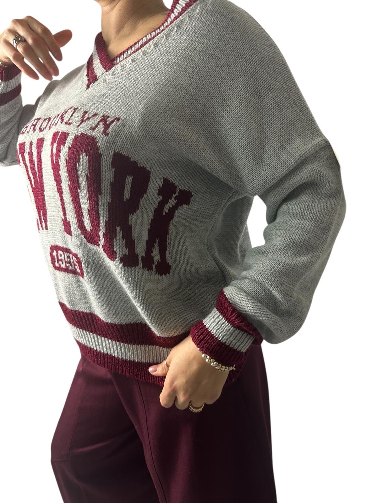 Pullover V-Neck Varsity 'New York 1995' Oversize