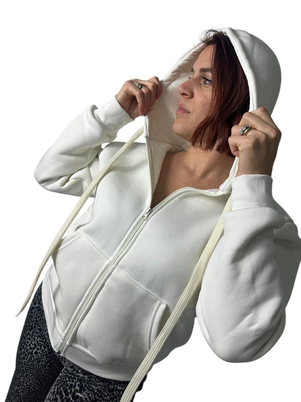 Felpa Hoodie con Cappuccio e Zip Oversize