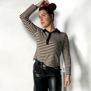 MAGLIA POLO VINTAGE A MANICHE LUNGHE A RIGHE.