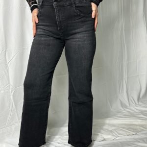 Jeans Neri Delavé a Gamba Larga