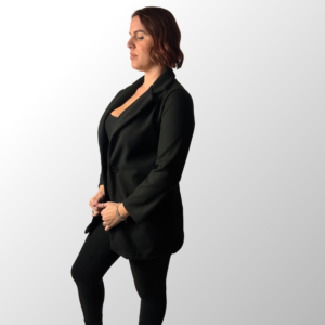 Cappotto Donna Nero Invernale Elegante Collo a Revers