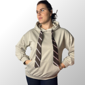 Felpa PREPPY con Dettaglio Ribbon a Righe