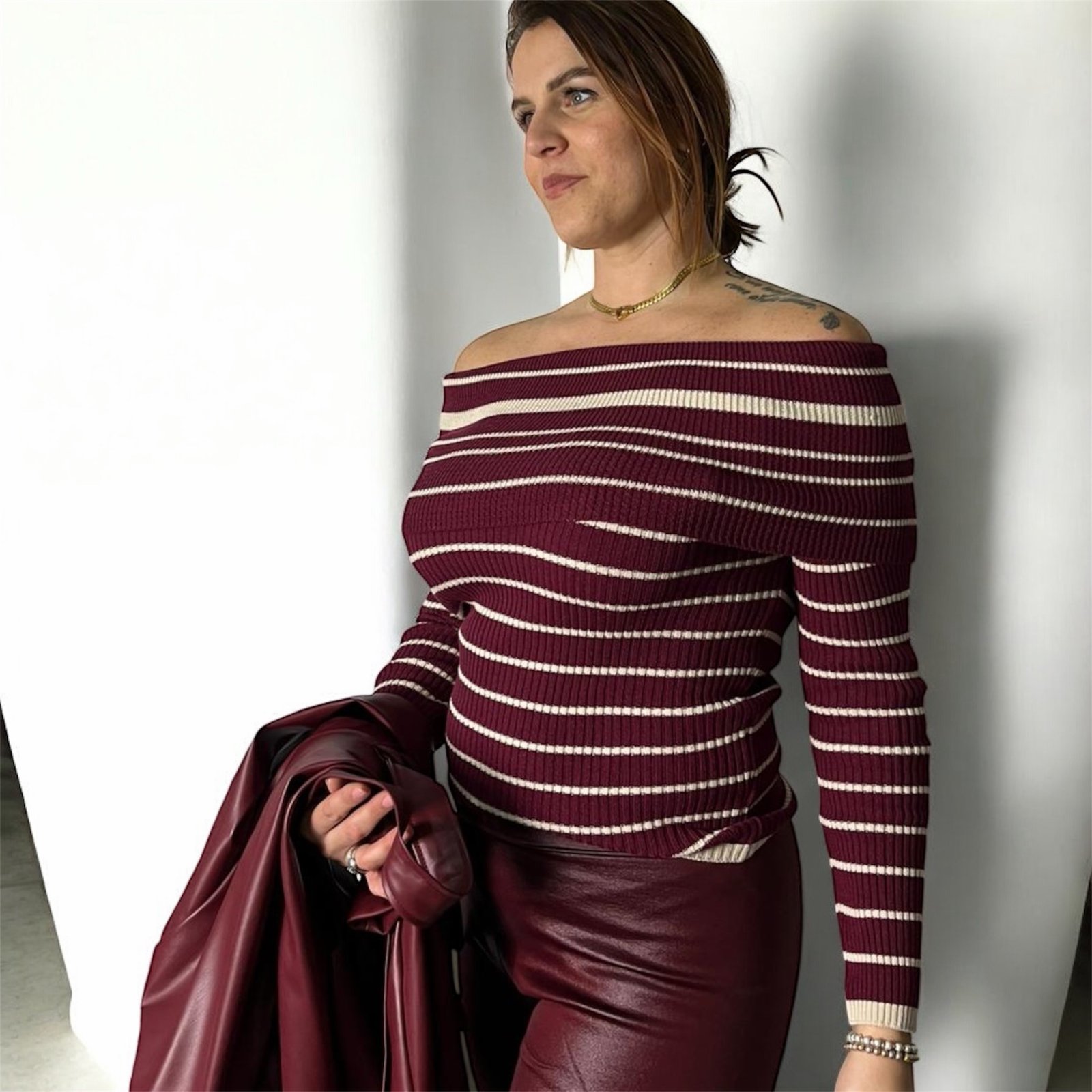 Top off Shouldera a costine e Righe - immagine 2