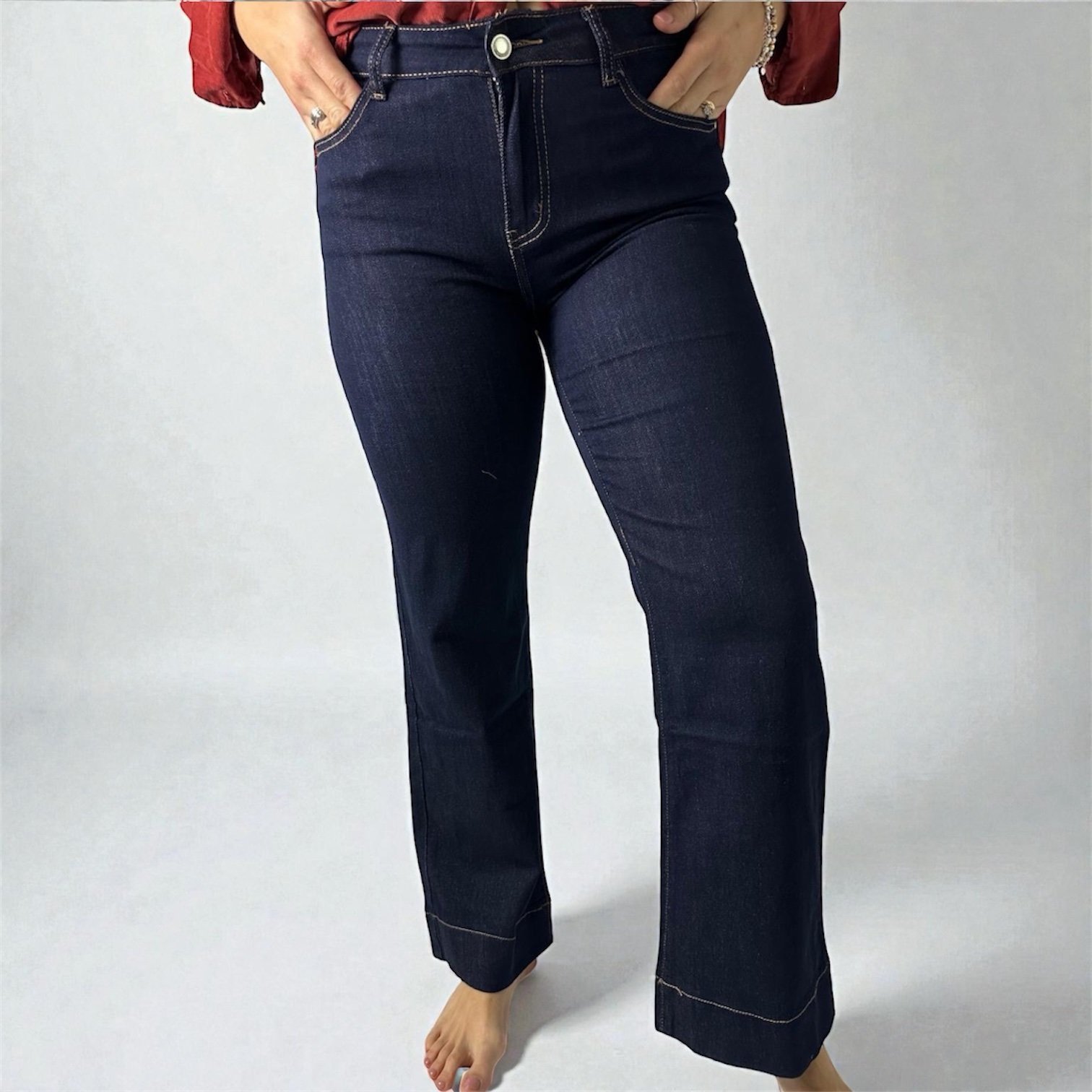 Jeans Flare Bootcut Denim Scuro - immagine 2