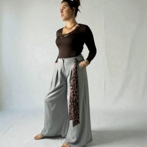 Pantalone Balloon Vita Alta con Foulard in Vita
