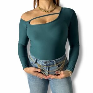 Body Asimmetrico Cut-Out Schiena Scoperta e Maniche Lunghe