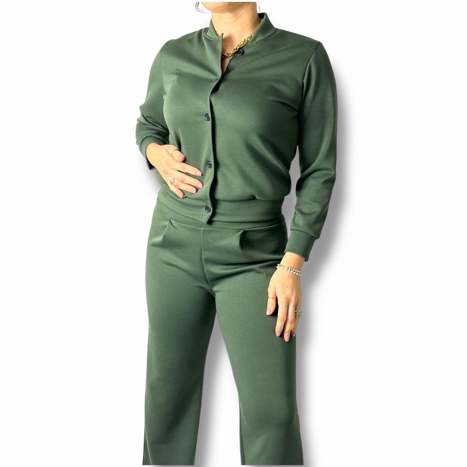 Completo Tuta Sporty-Chic Cardigan e Pantaloni Palazzi - immagine 3