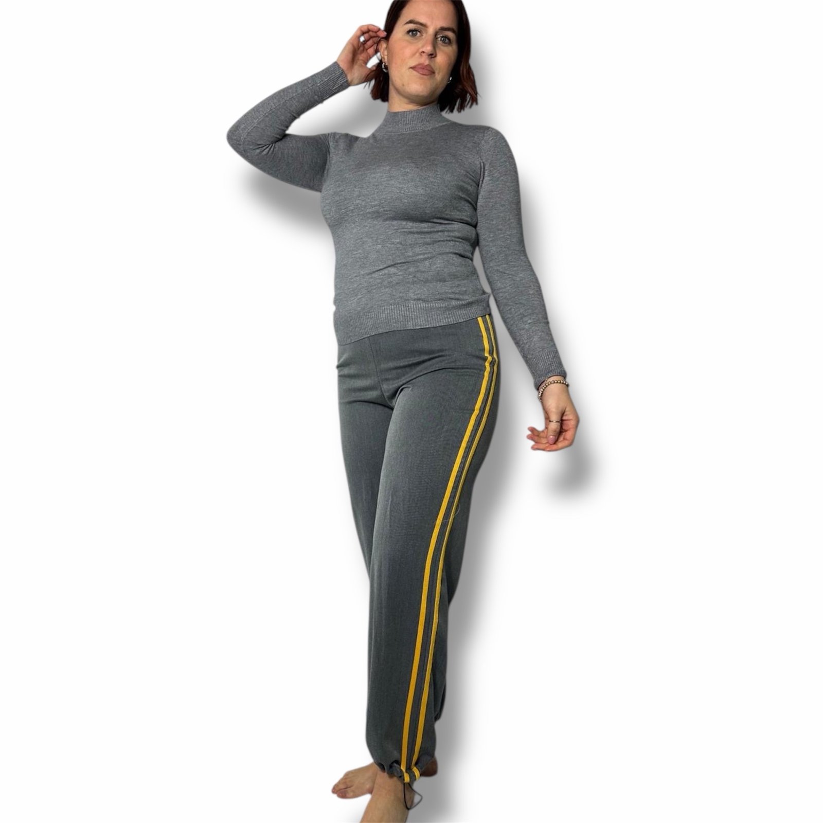 Pantaloni Tuta Jogger Donna con Banda Laterale a Contrasto - immagine 2