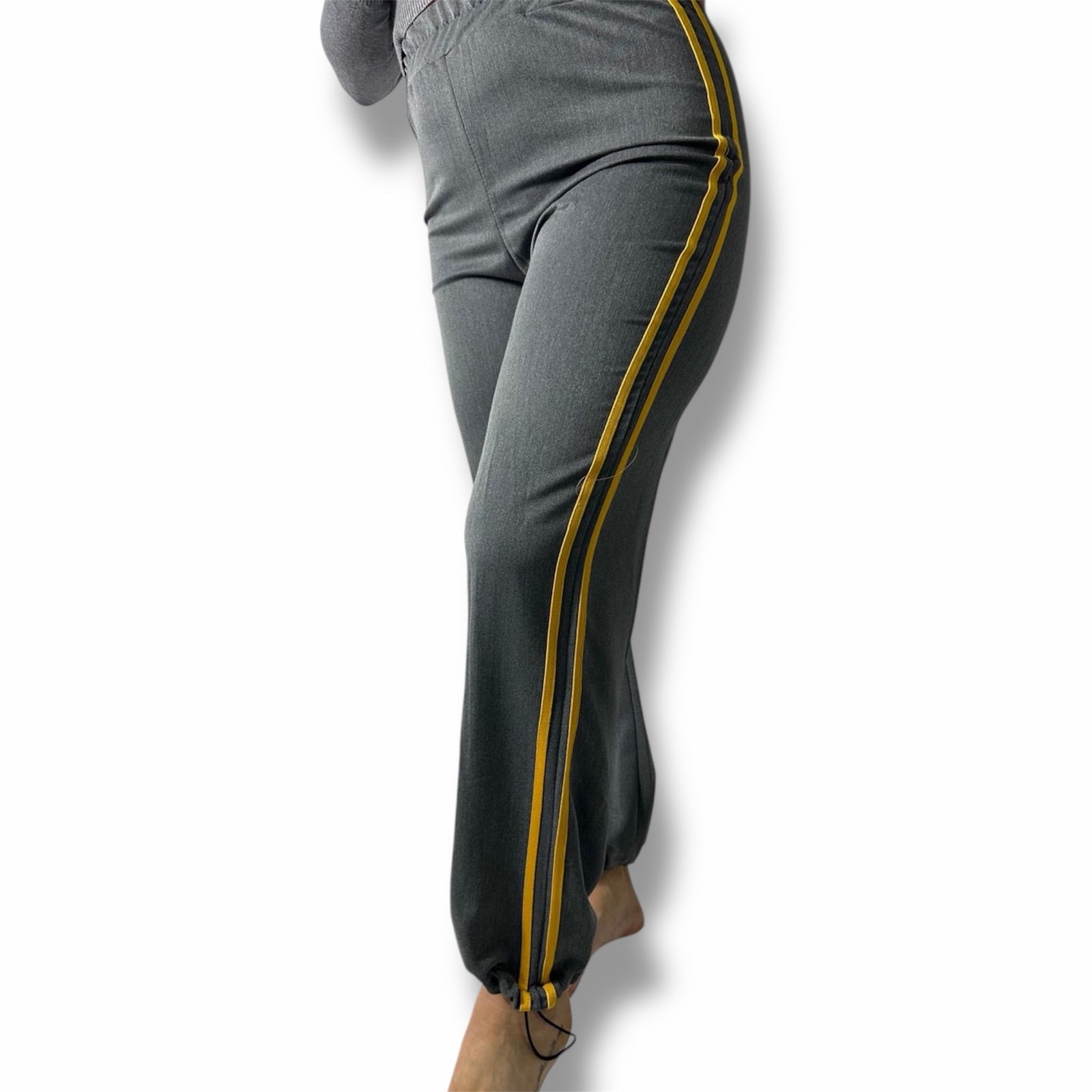 Pantaloni Tuta Jogger Donna con Banda Laterale a Contrasto