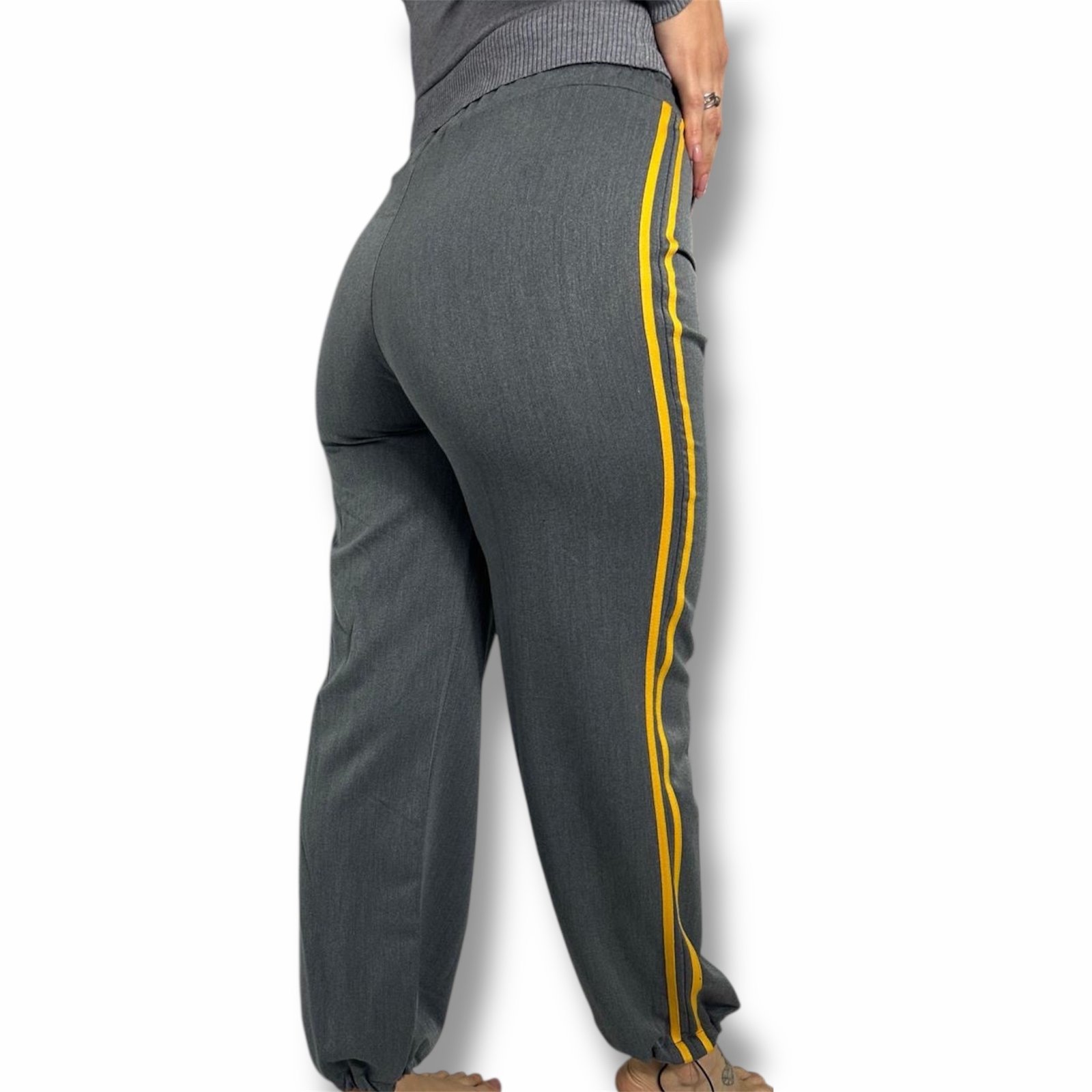 Pantaloni Tuta Jogger Donna con Banda Laterale a Contrasto - immagine 3