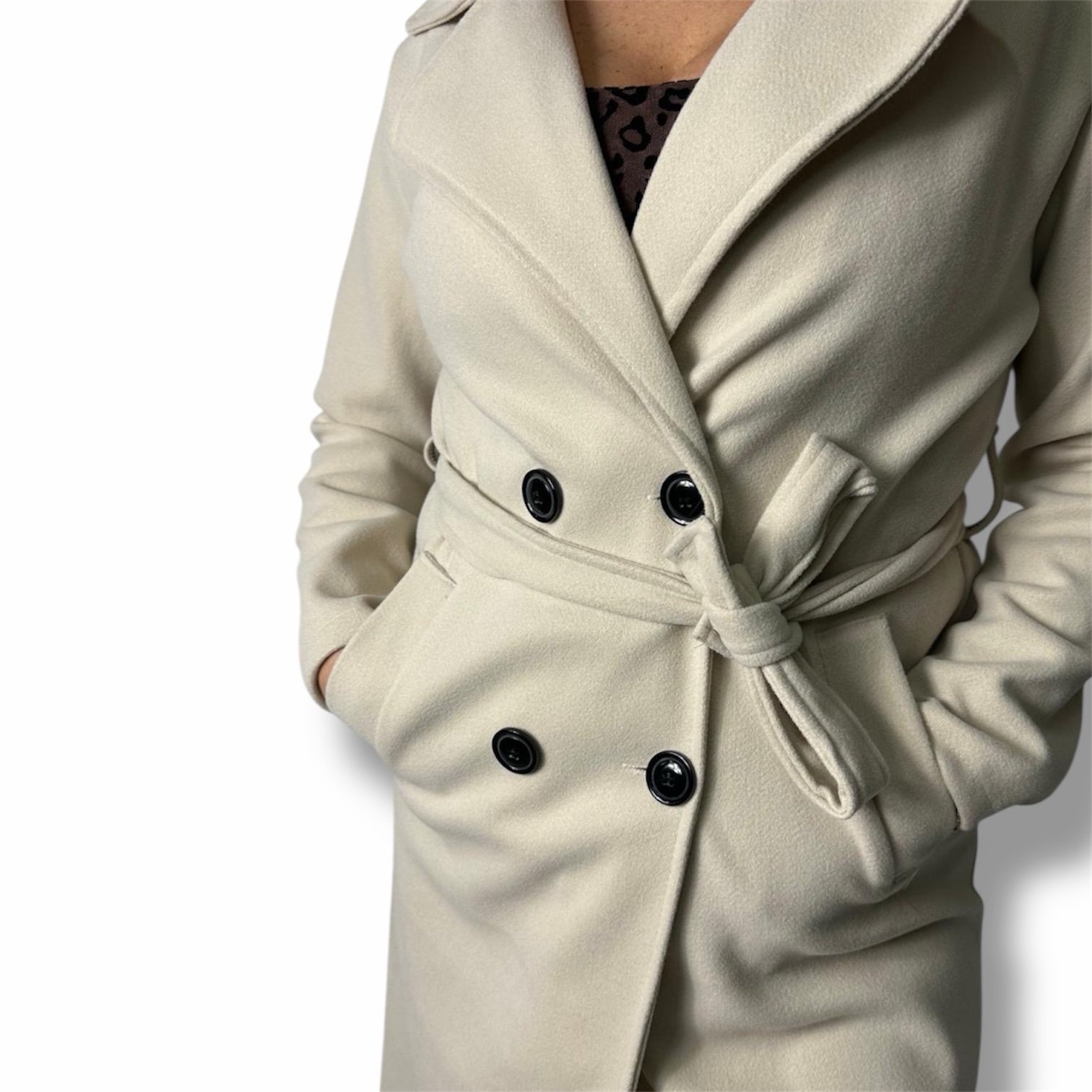 Trench Cappotto Lungo Elegante Capospalla Invernale Doppiopetto - immagine 2